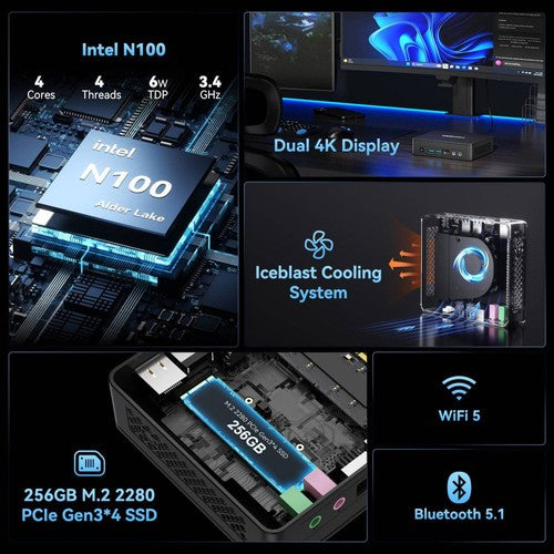 GEEKOM Air12 Lite Mini PC, Intel N100 4 Cores Max 3.4GHz, 8GB RAM 256GB SSD GEEKOM Air12 Lite Mini PC, Intel N100 4 Cores Max 3.4GHz, 8GB RAM 256GB SSD